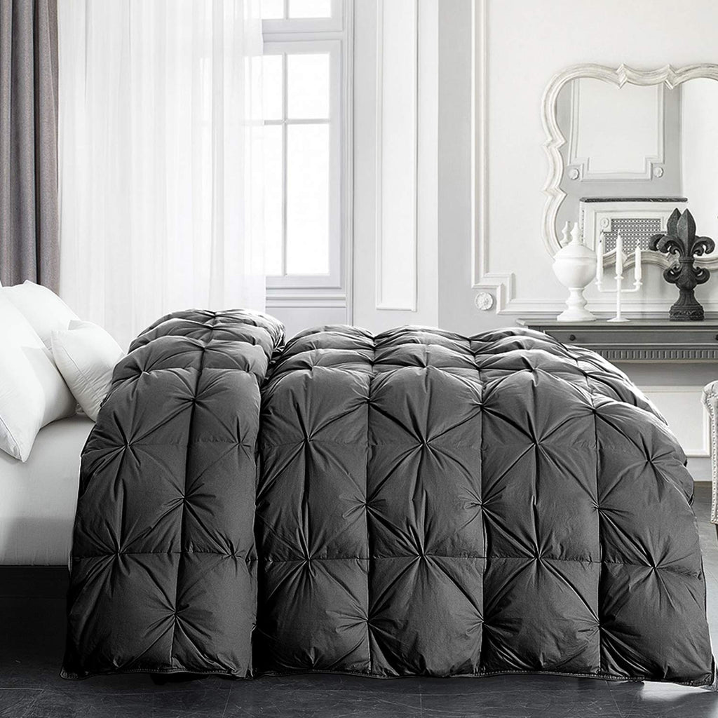 120x120 Oversized King Feather and Down Comforter, Pinch Pleat Super Palatial King Duvet Insert with 100% Cotton