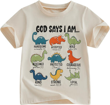 Toddler Little Boy Summer Dinosaur Clothes Funny Letter T Shirt Tops
