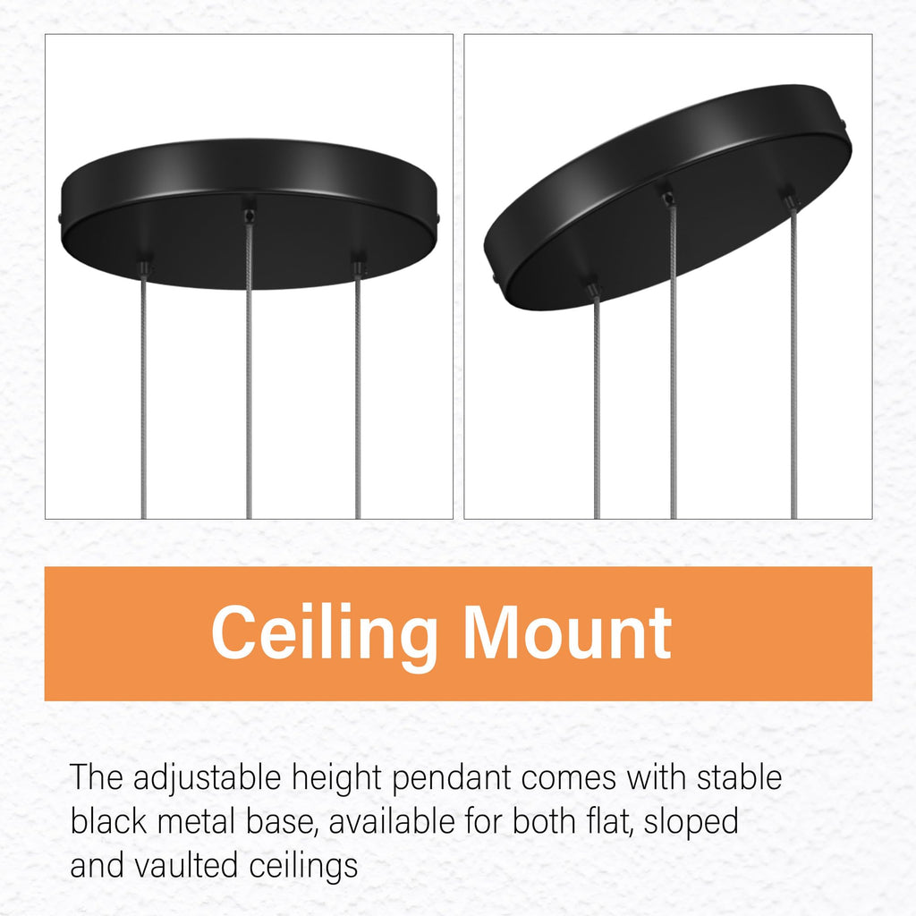 Pendant Lights Kitchen Island, 6500K Modern Kitchen Island Lights Brushed Black, Ceiling Lighting Fixtures