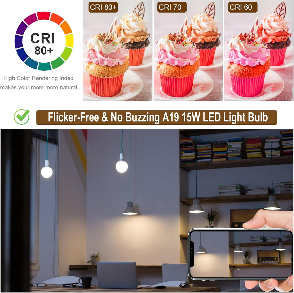 LED Light Bulbs A19 3500K Natural White 100 Watt Equivalent (Not Dimmable)