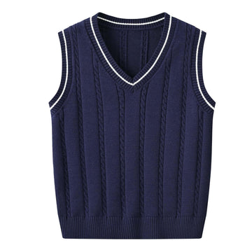 And Toddler's V-Neck Cable Knit Sweater Vest Kids Girls Sleeveless Pullover School Uniform