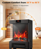 Freestanding Electric Fireplace Heater with Realistic 3D Flame, Adjustable Thermostat, Remote Control, Timer, Quiet Operation