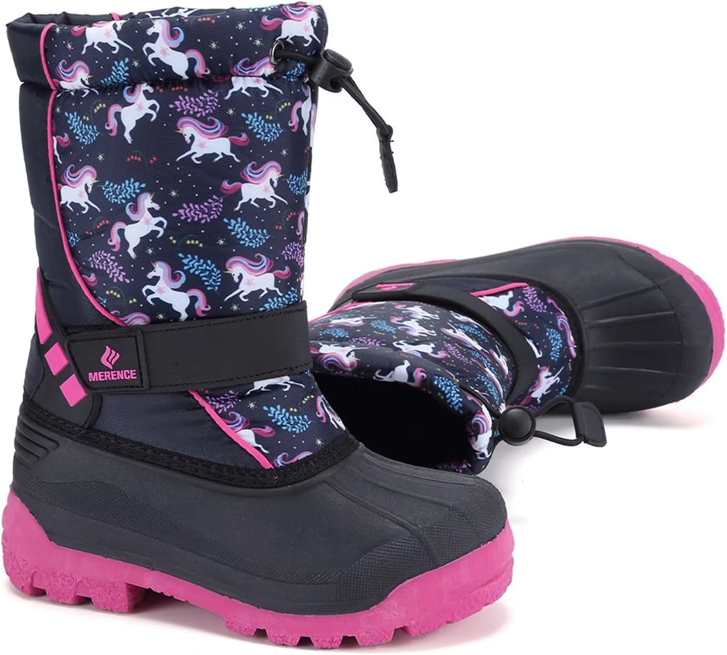 Kids Waterproof Winter Snow Boots,Warm Fur Lined