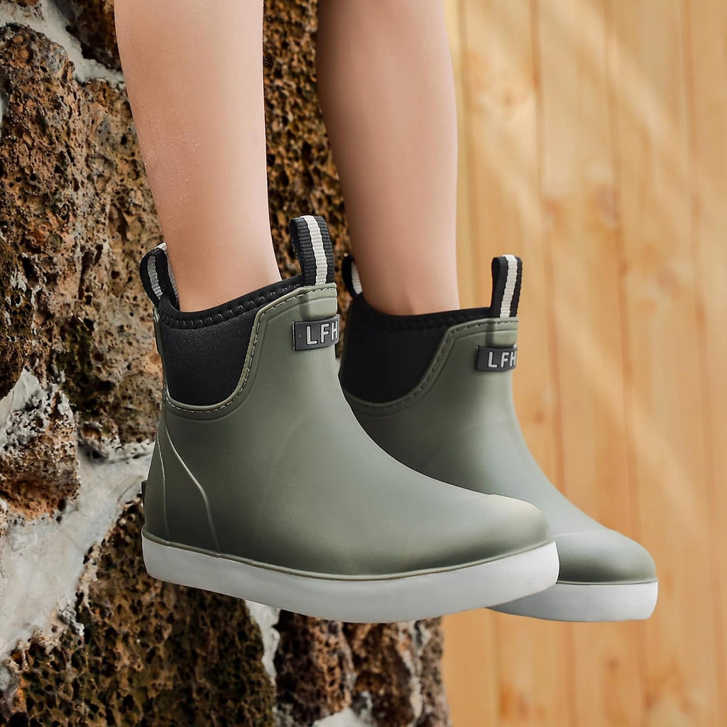Kids Deck Boots, Waterproof Rain Boots for Girls Boys