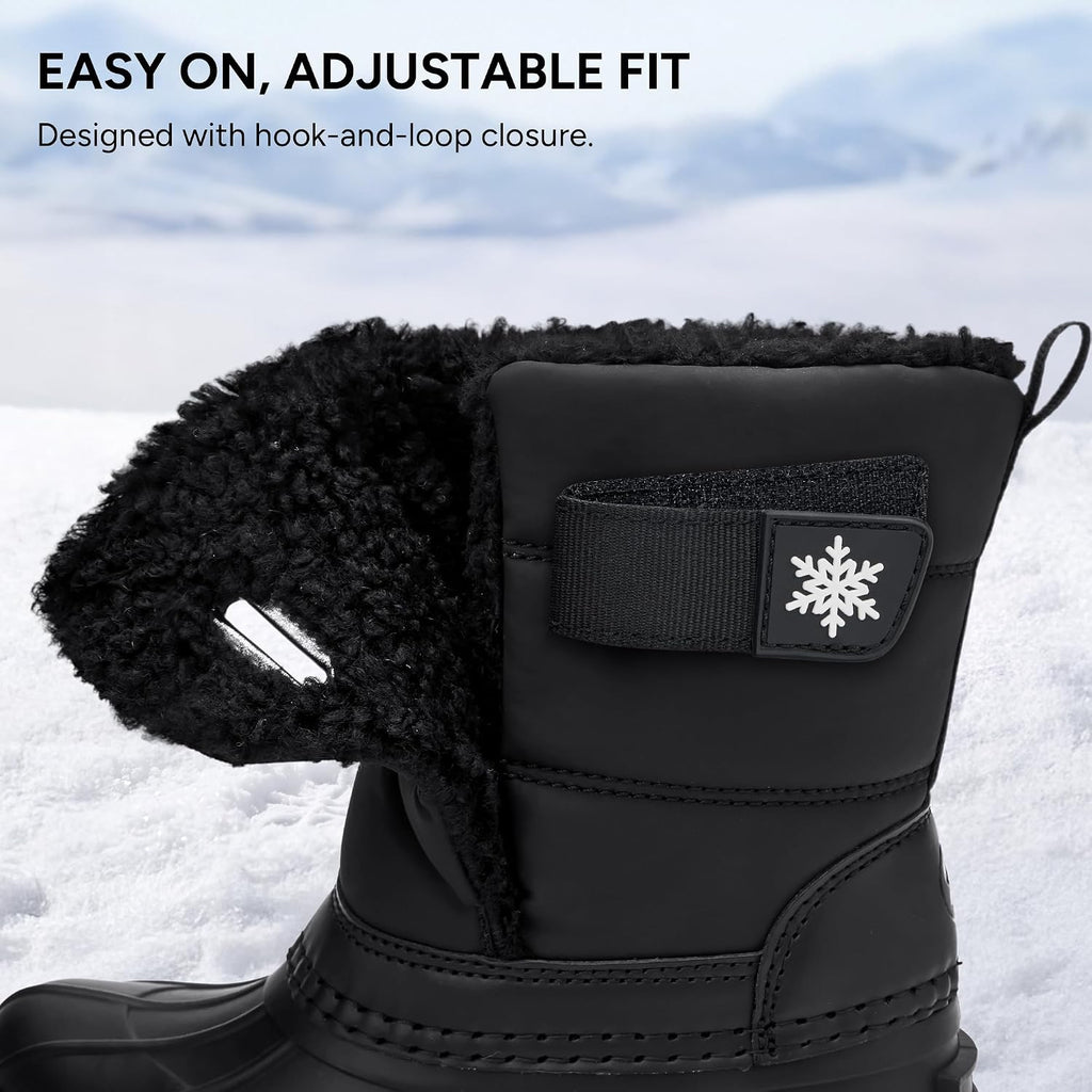 Kids Snow Boots with hook&loop Girls Boys Winter Warm Boots