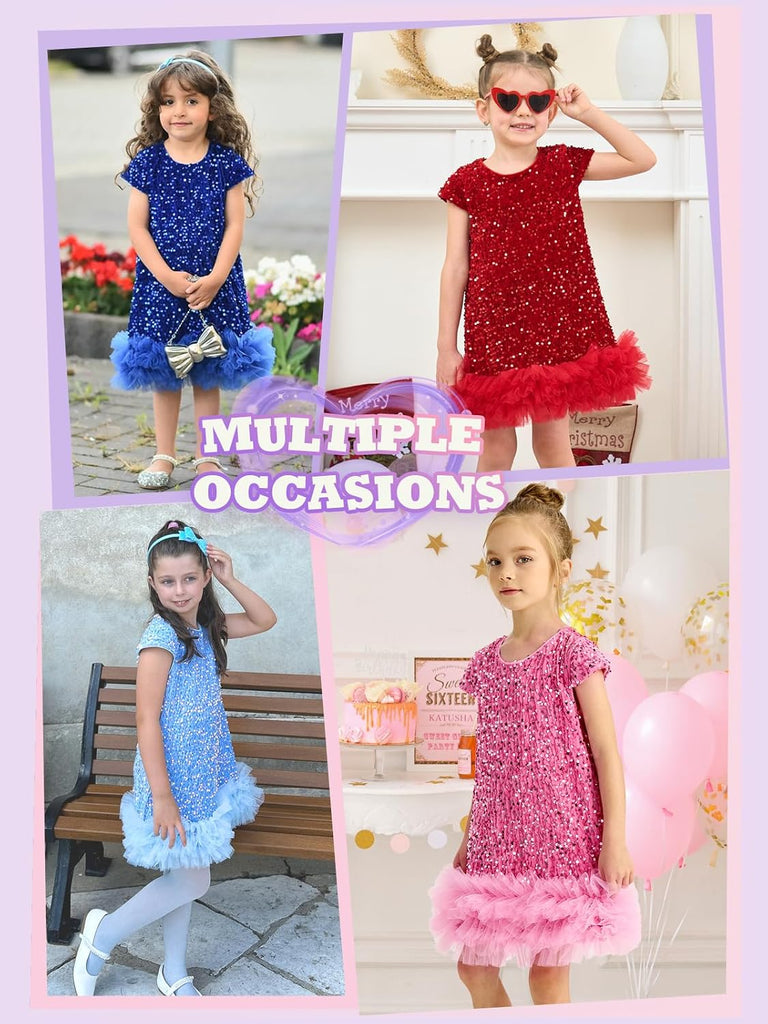 Toddler Girls Sequin Dress A-Line Sparkly Princess Party Dress