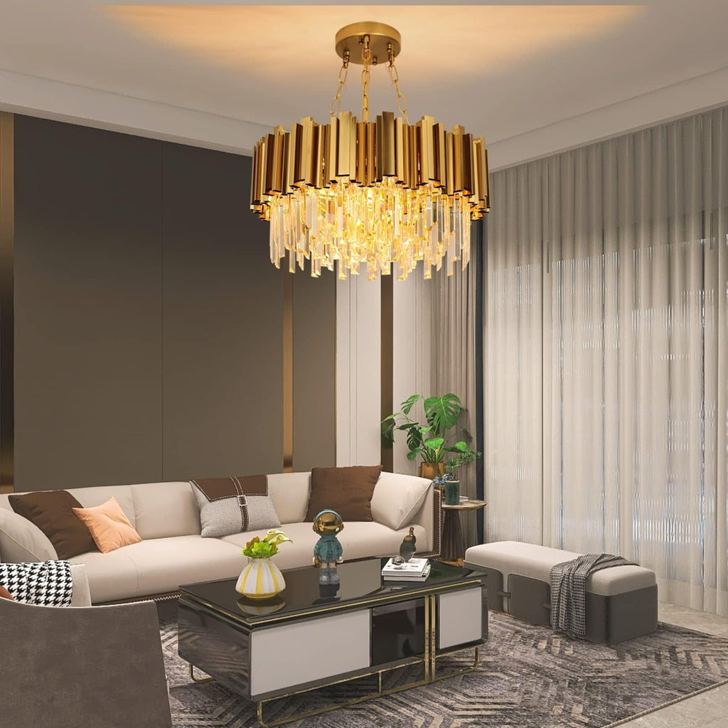 Modern Crystal Lighting 9 Lights Gold Chandelier Light Fixture Dining Room Chandeliers Living Room Bedroom Foyer