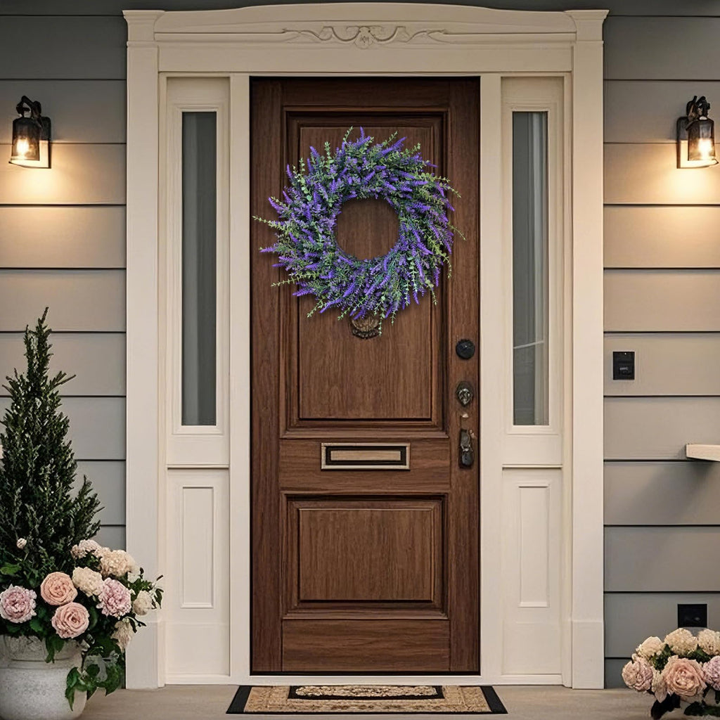 26'' Large Artificial Eucalyptus and Lavender Wreath for Front Door(Purple)
