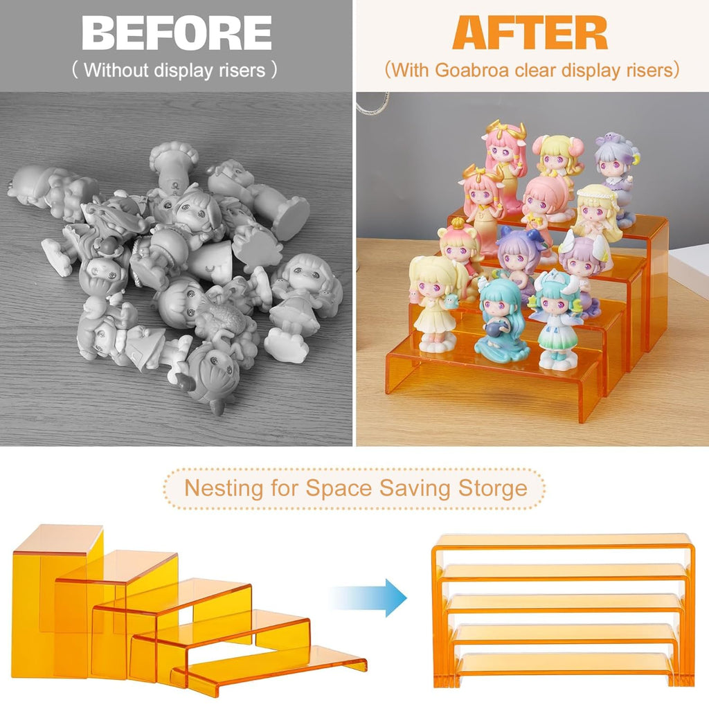 Orange Display Risers, 8'' Display Shelves, Riser for Decor, 10 Pcs