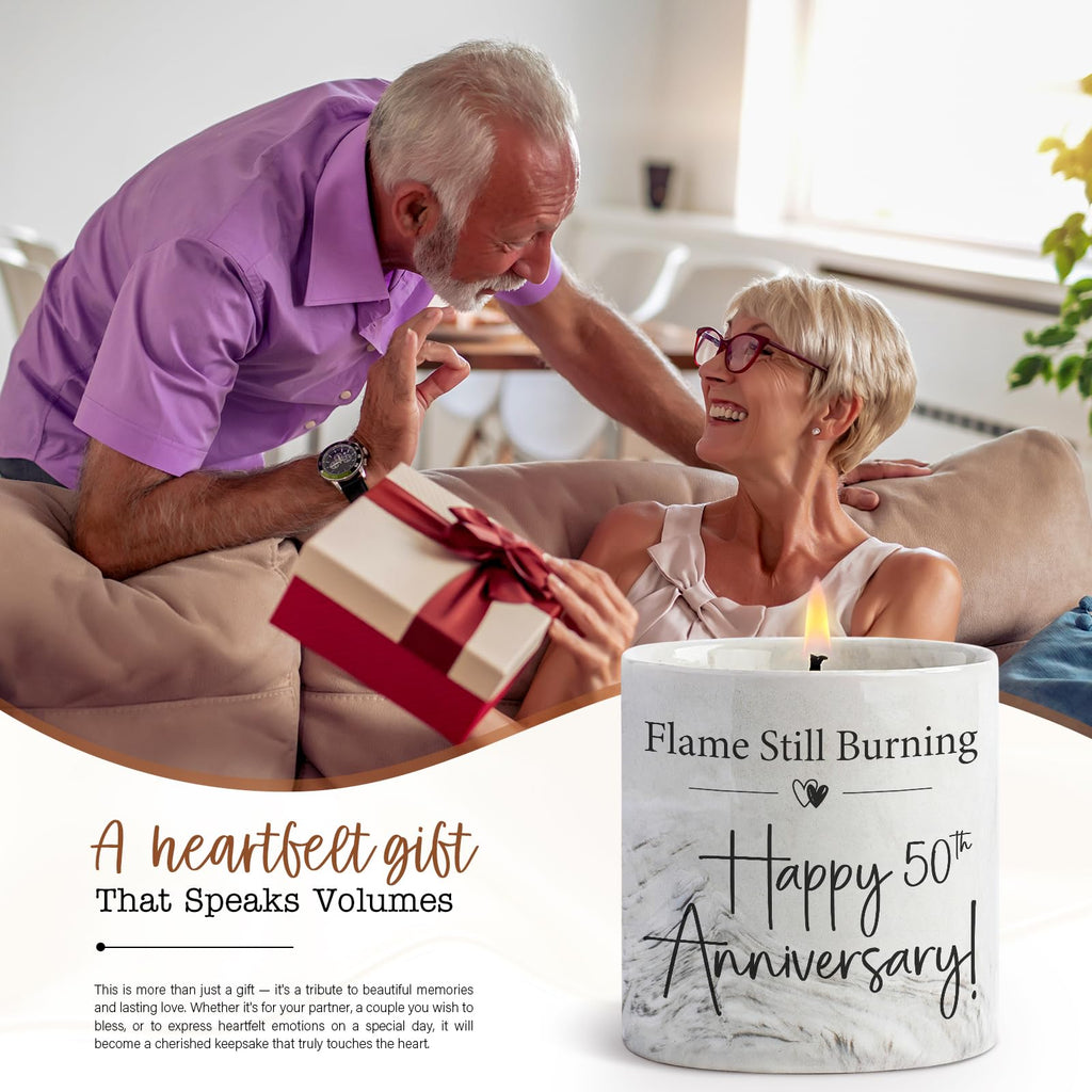 50th Anniversary Candle - 50th Wedding Anniversary Present for Couple & Parents, 50 Year Aniversario Gifts for Men