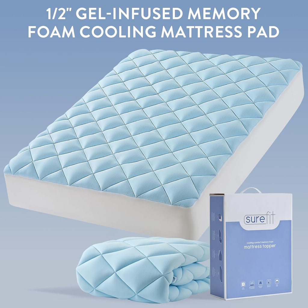 Cooling Mattress Topper King,Gel-Infused Memory Foam Mattress Pad | 1/2 inch Breathable Ventilated Design, Light Soft
