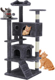 54-inch Indoor Cat Tree Tower - Multi-Level Pet House for Large Cats with 2 Condos, Scratching Posts, Round Platform