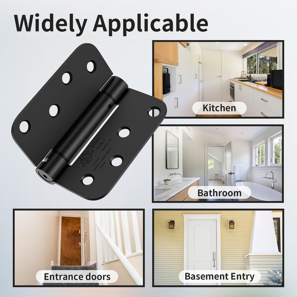2 Pack Self Closing Door Hinges 4 Inch, Spring Hinges Self Closing