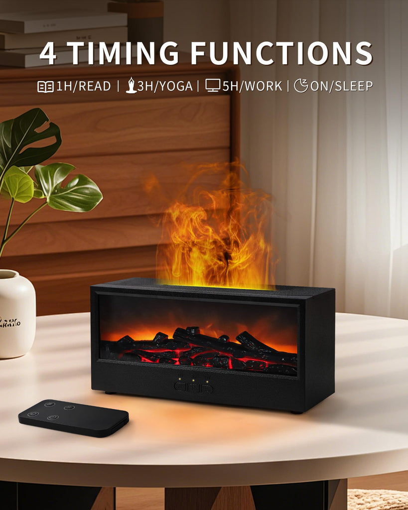 Fireplace Flame Essential Oil Diffuser & Humidifier with 7-Color Lights