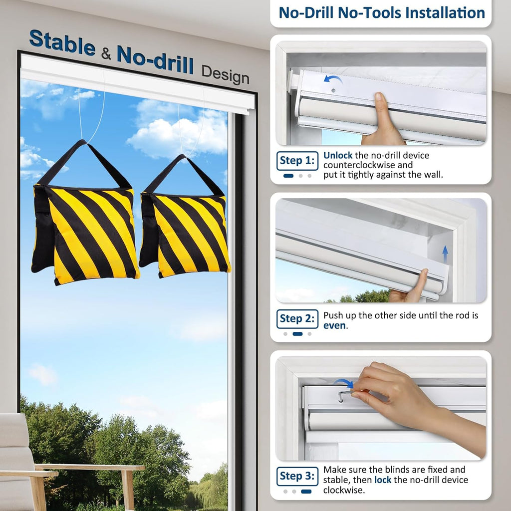 Smart Motorized Blinds with Remote, Cordless No-Drill Automatic Roller Shades, Blackout Electric Blind for Windows