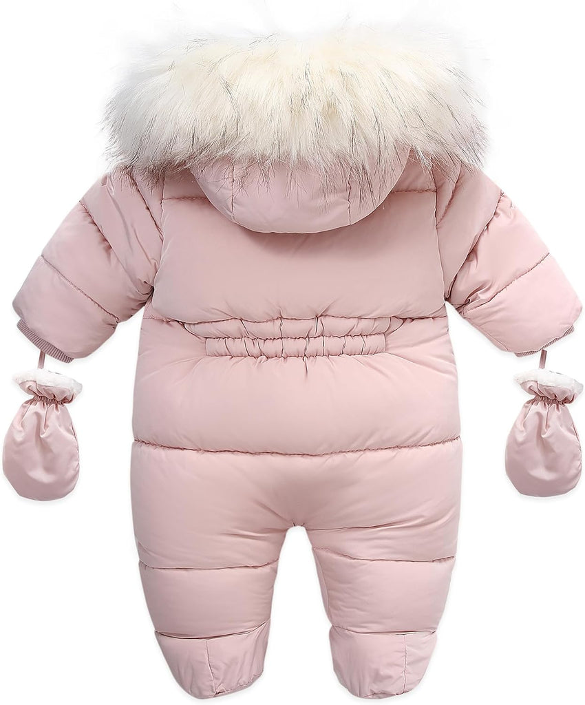 Baby Girl Boy Snowsuit Cute Down Jacket Hooded Romper Light Puffer Padded Jumpsuit Infant Winter Outwear