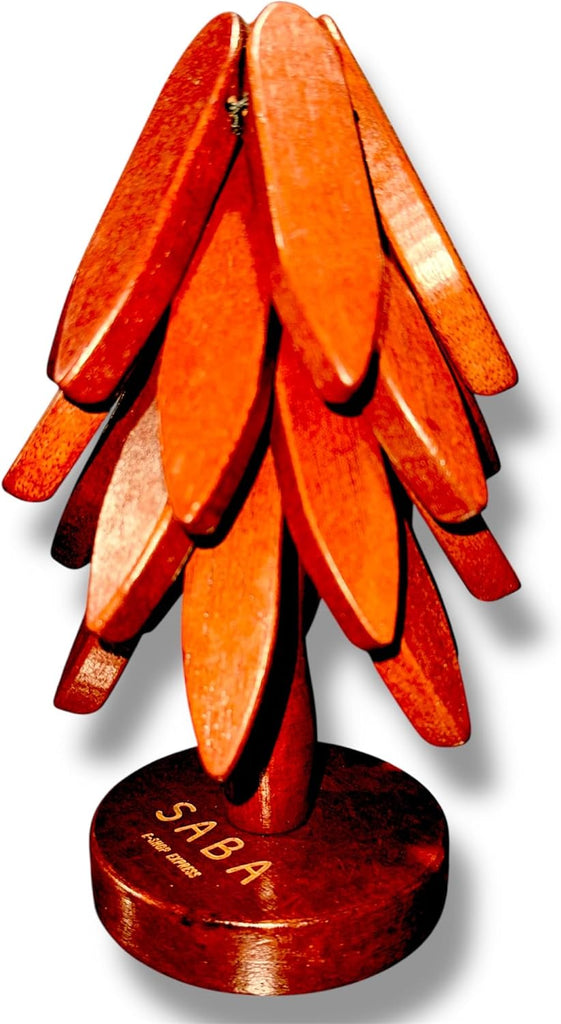 Wooden Tree-Shaped Trivet Set with Base, Hot Dish Coasters - Set of 4