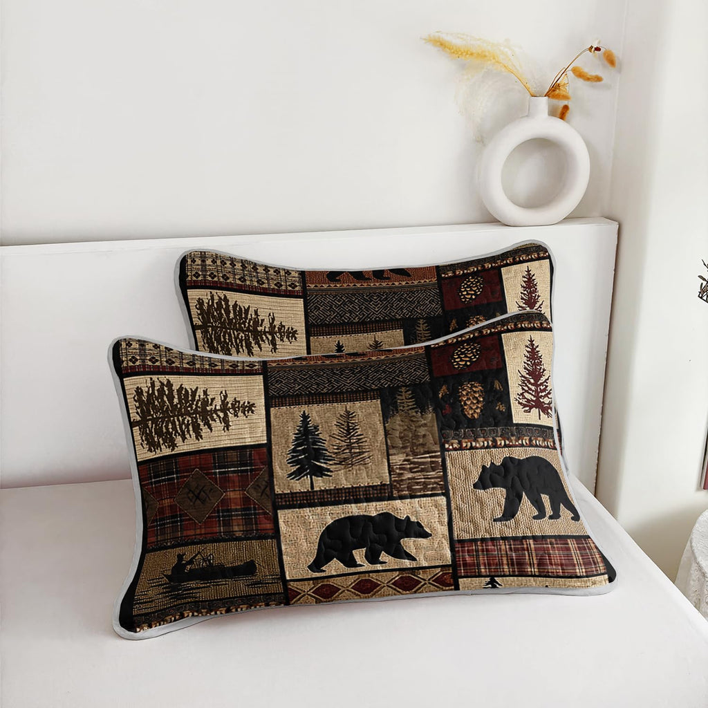 Retro Cabin Quilts, Country Bedding with 2 Pillowcases.