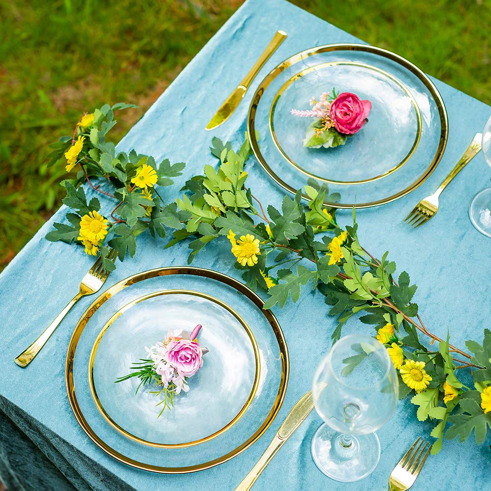 Glass Charger Dinner Plates Glass Bulk with Gold Rim, 10 Pcs