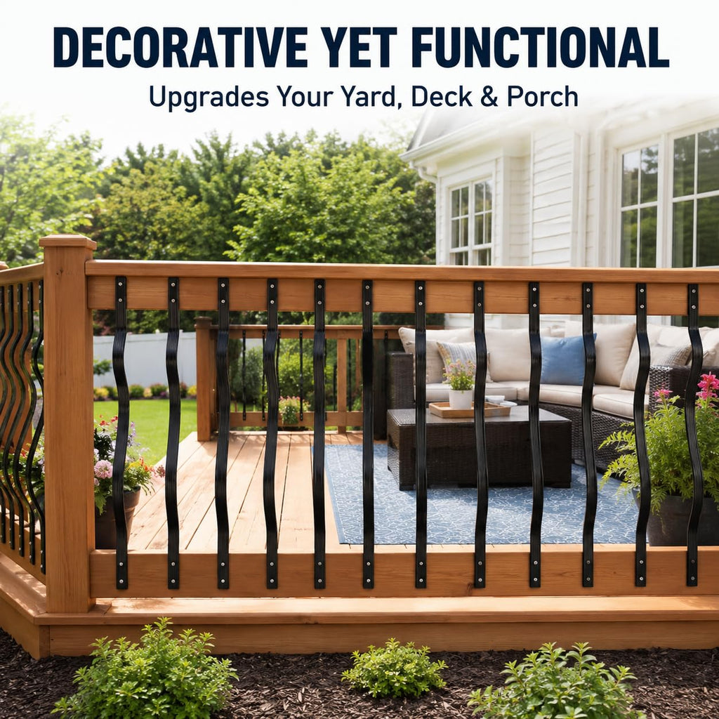 25 Pack 32.25 Inch Curved Black Aluminum Deck Balusters
