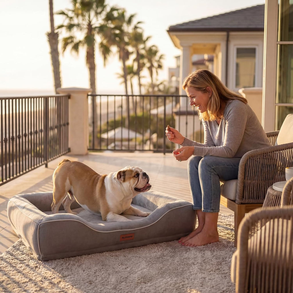 Orthopedic Dog Bed with Cooling Gel Foam & Washable Cover, Grey