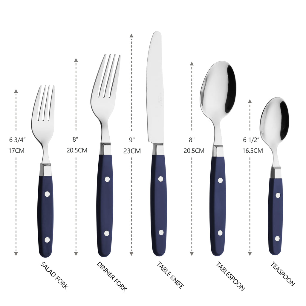 Silverware Set, Retro/Rivet Colorful Stainless Steel Tableware Kitchen Flatware Set Utensils, Includes Dinner Knives