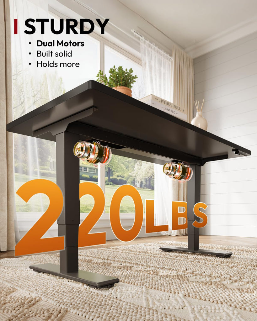 Dual Motor Standing Desk 220lbs Height Adjustable Desk