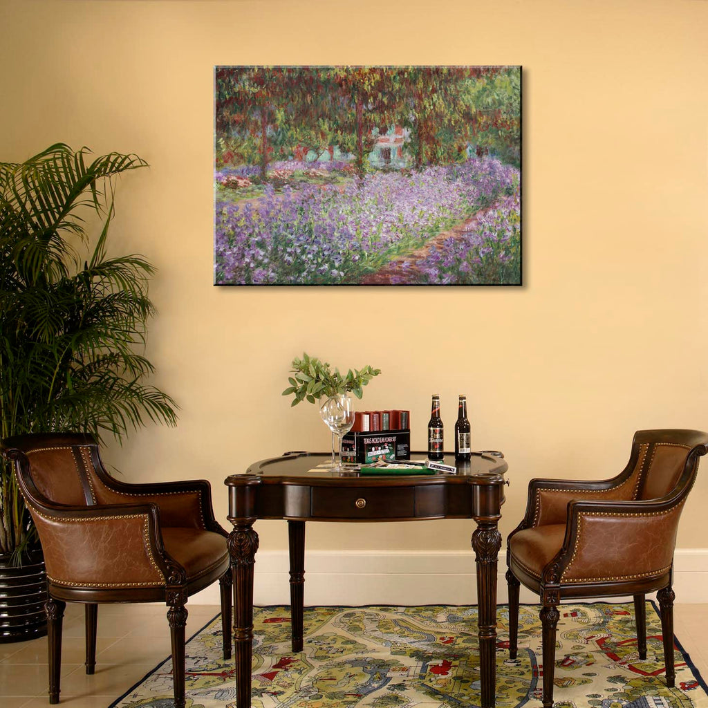 Irises in Monet's Garden, 1900 by Claude Monet - Large Canvas Art Bathroom Wall Decor Painting Print Framed Bedroom