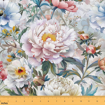 Peony Fabric by The Yard Vibrant Peony Floral Upholstery Fabric for