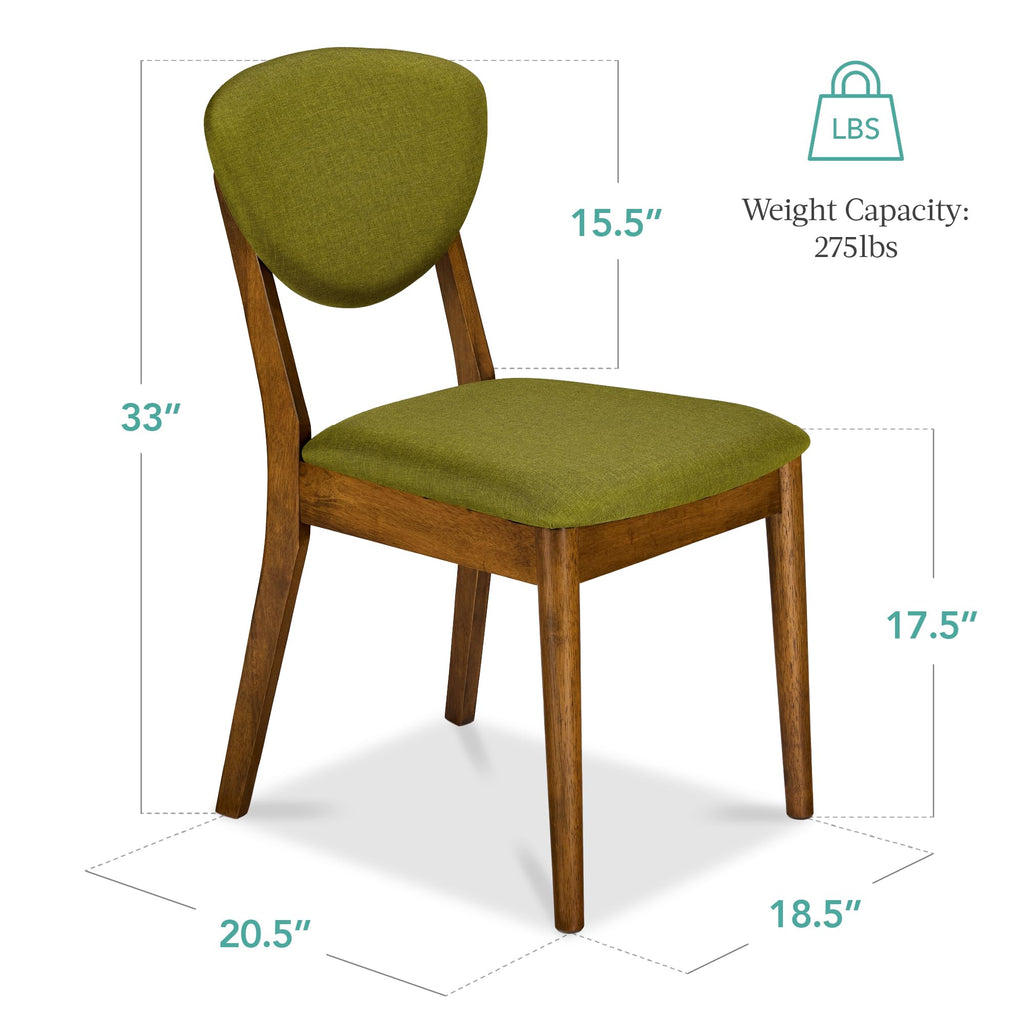 Wooden Dining Chairs, Wood Mid-Century Modern Upholstered Side Chairs, Farmhouse Cushioned Dining Chairs Set of 4