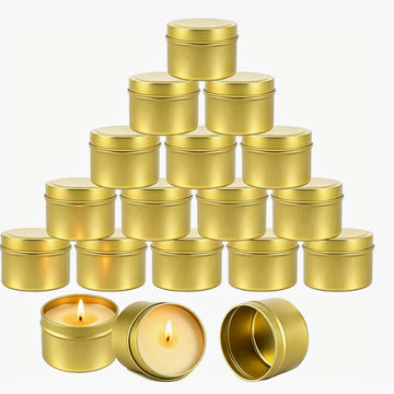 48 Pack 4oz Gold Metal Candle Jars with Lids