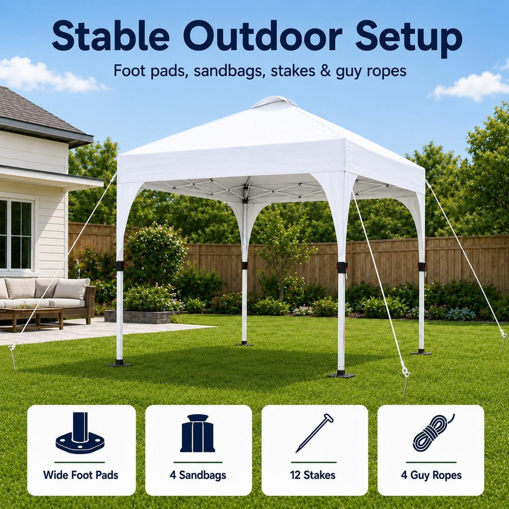 10x10ft Pop Up Canopy Tent Built-in Solar LED Lights UPF 50+, White