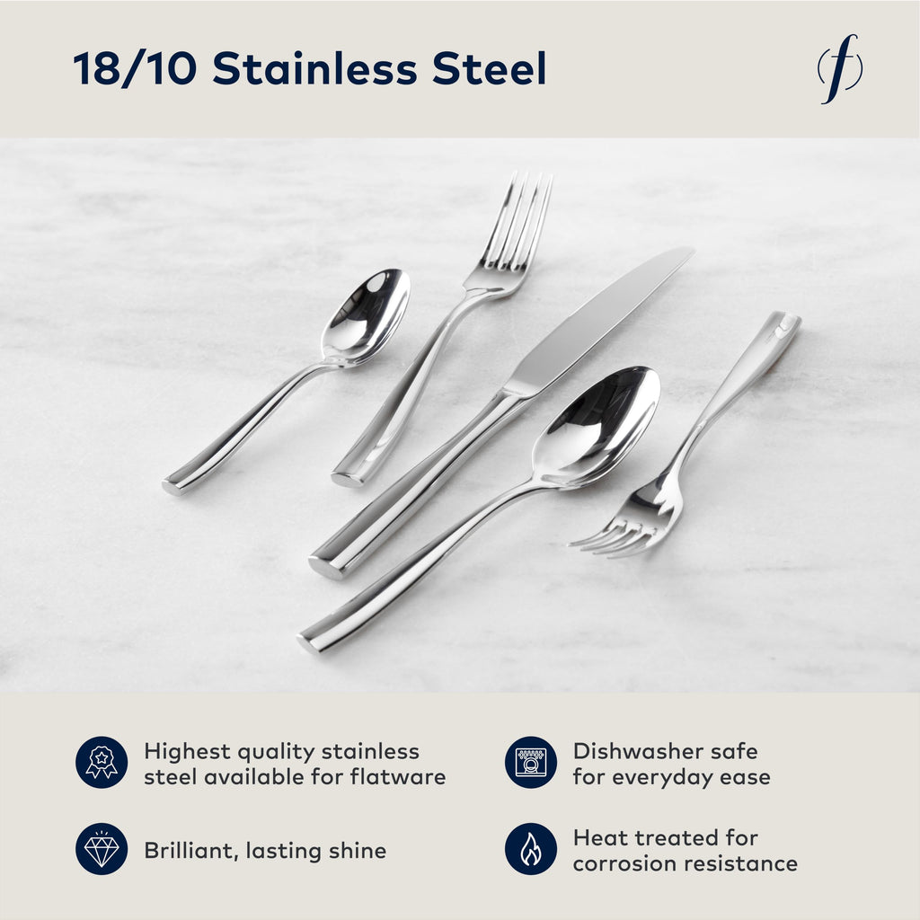 Lucca 18/10 Stainless Steel Flatware, 5 Piece Place Setting, Service for 1
