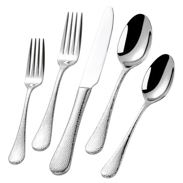 Heavy Hammered Silverware Set for 8, 40 PCS 18/10 Stainless Steel Flatware