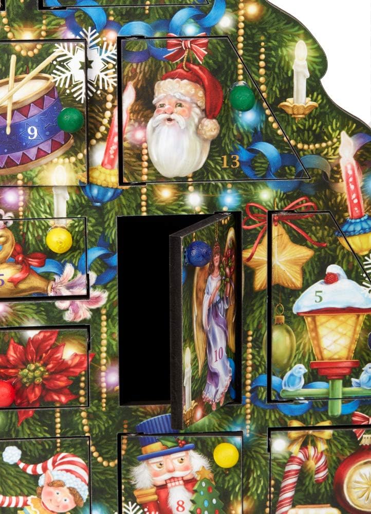 Christmas Tree Wooden Advent Calendar - Countdown to Christmas - Use Year After Year - Family Heirloom - 17" x 19 1/2"