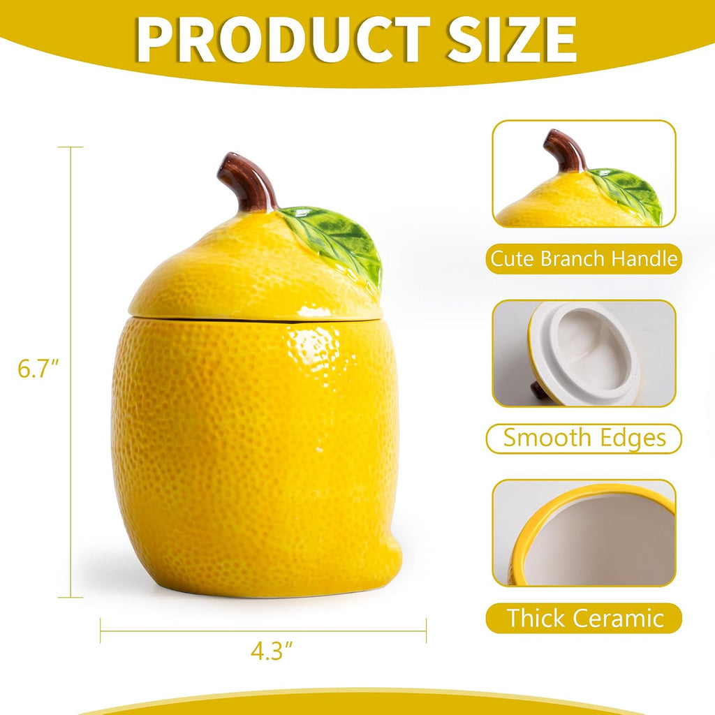 Lemon Cookie Jar Kitchen Canisters Decorative Cute Food Storage Container - Set of 2
