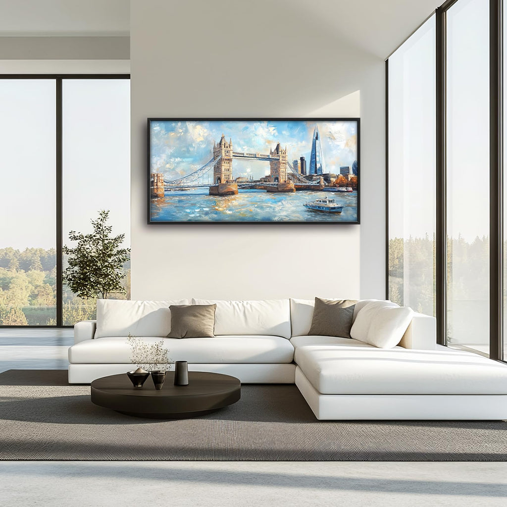 Large Framed London Tower Bridge Wall Decor Canvas Print 60" L x 30" W