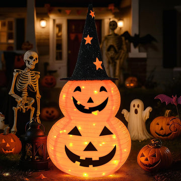 3FT Pumpkin Halloween Decorations Outdoor, 8 Modes Battery Operated Pumpkin Decorations, Collapsible Jack-o-Lantern