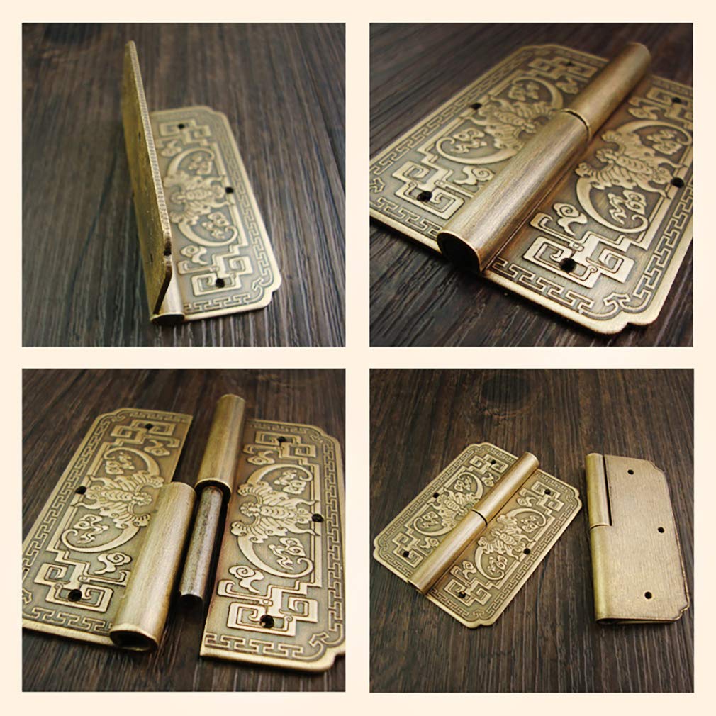 4Pcs Antique Brass Double Door Hinges Cabinet Drawer Wardrobe Bookcase Door Removable Hinges Furniture Accessories