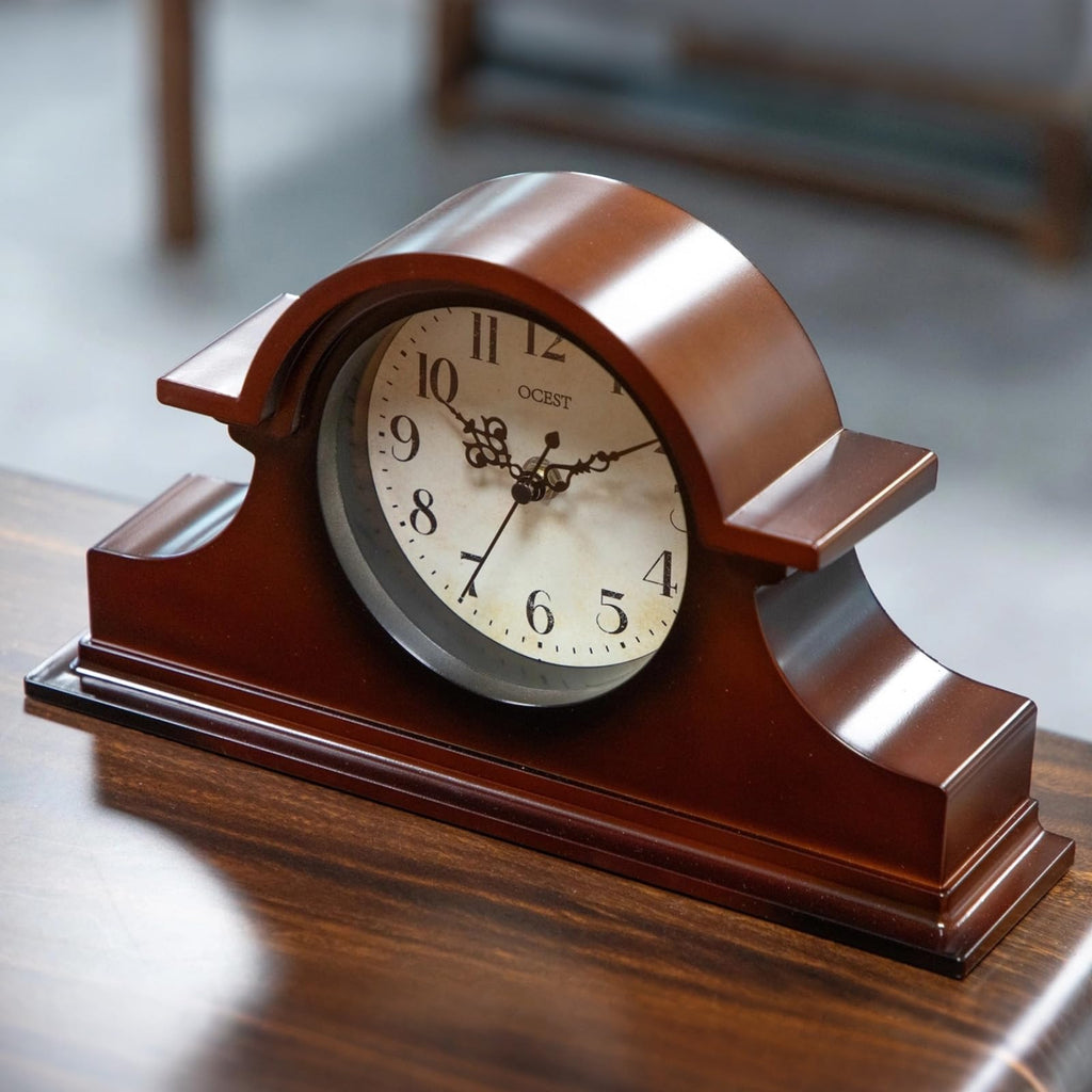 Silent Vintage Farmhouse Mantel Clock, 13 x 7-inch