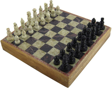 Marble Stone Art Unique India Chess Pieces and Board Games Set 8 X 8 Inches - Indian Handmade Unique Gifts