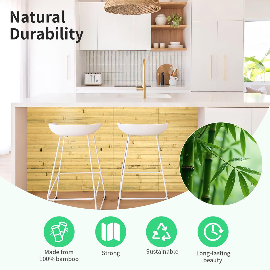 Natural Bamboo Wall Panel, 12 x 96 Inch, Natural