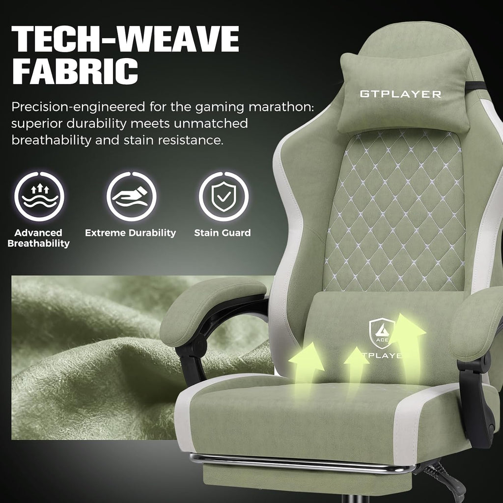 Big and Tall Gaming Chair 350lbs Heavy Duty Office Chair with Foot Rest, High Back Pocket Spring Ergonomic Computer