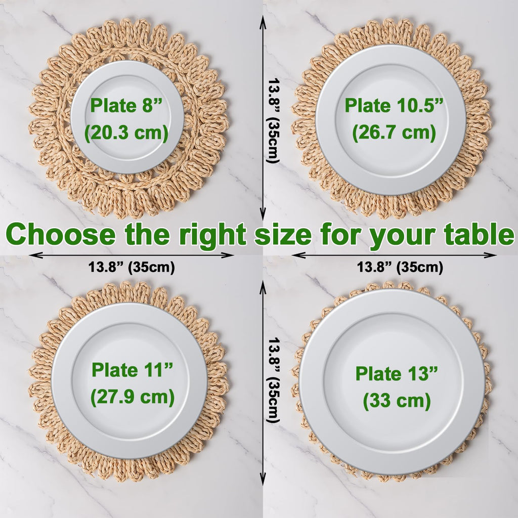 13.8" Set of 10 Round Woven Corn Husk Placemats