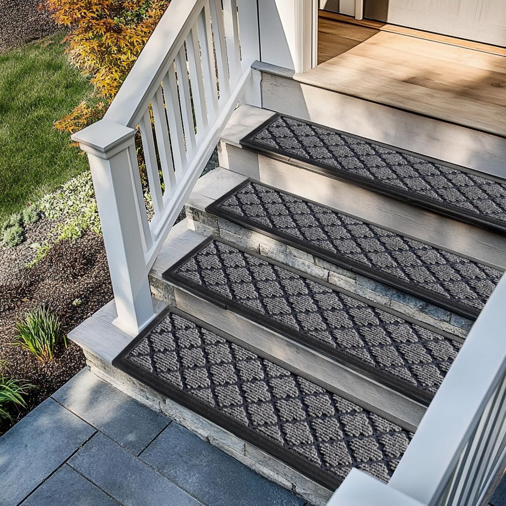6pcs 8.5" x 30" for Elders and Dogs on Wooden Steps Indoor, Winter, Non Slip Stair Runner Rug Ice Insulation with