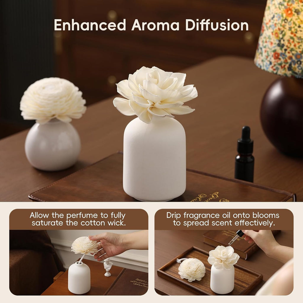Flower Reed Diffuser Sola Wood Flowers Natural Material Aromatherapy Reed Decorative Aromatherapy Flower Refill - Set of 7