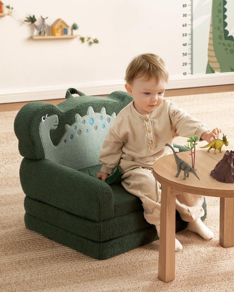 Foldable Kids Couch, in-1 Kids Sofa Chair, Green Dinosaur
