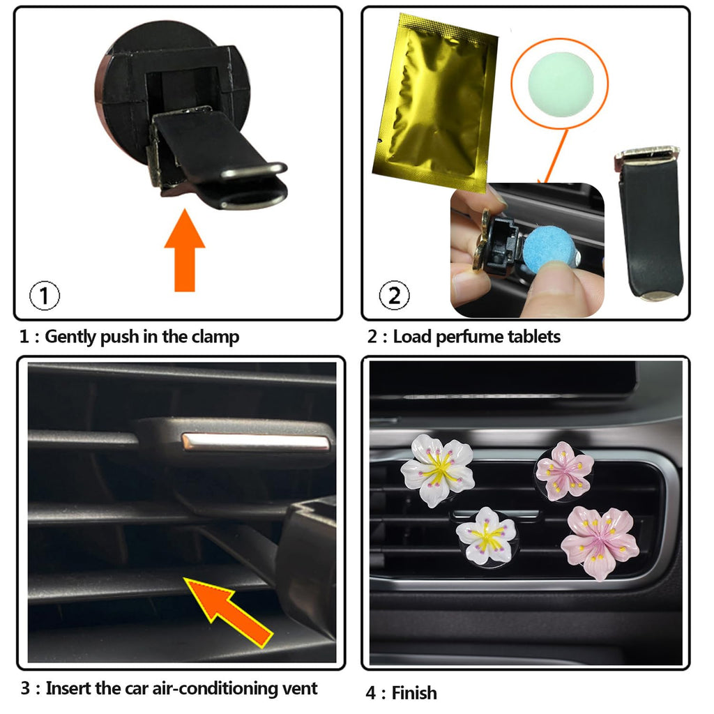 Cute Car Air Fresheners Vent Clips 6 PCS, Flower Air Vent Clips Pink Car Accessories Interior Aesthetic Women