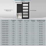 30" x 84" 5-Lites Frosted Glass Sliding Barn Door and Hardware Kit Included & 6FT Track & Handle, Ea