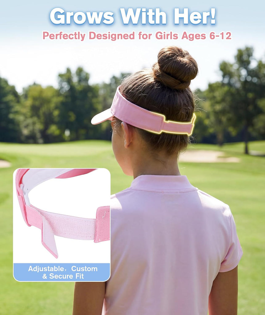 Kids Visor Adjustable Cotton Girls Sun Hat for Golf Outfit,Tennis